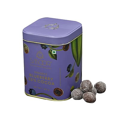 SMOOR Premium Chocolate Coated Blueberry Dragees 55% Cocoa Creamy Dark Couverture Chocolate Covered Blueberries 100g