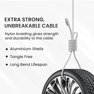 Portronics Konnect X 60W Type C to Type C Unbreakable Nylon Braided Cable, 2M Fast Charging Cable for iPhone 15 series, iPad, Samsung Galaxy & other Type C Devices Portronics Konnect X 60W Type C to Type C Unbreakable Nylon Braided Cable, 2M Fast Charging Cable for iPhone 15 series, iPad, Samsung Galaxy & other Type C Devices