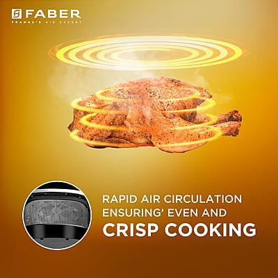 Faber 6L 1500W Digital Air Fryer Fry, Bake, Roast, Toast, Defrost, Grill & Reheat View Window