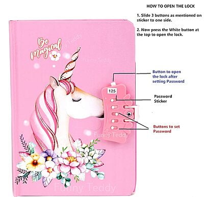 Unicorn Lock Diary With Pen Unicorn Lock Diary With Pen