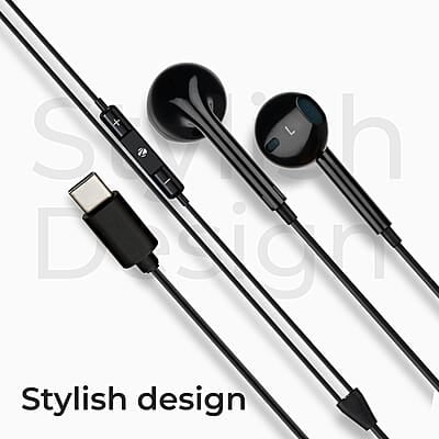 ZEBRONICS Buds 30C Type- C in Ear Earphone with in-line MIC, Rich 14.2mm Driver, Volume Control, 1.2m Cable, Call Function