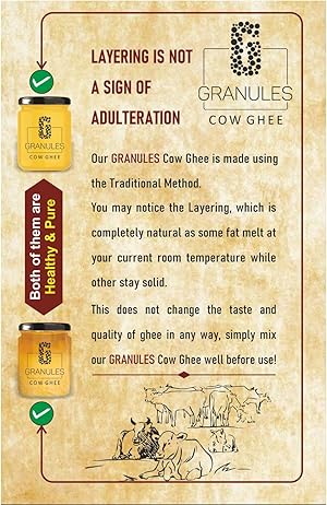 GRANULES Pure Cow Ghee 500ml | Natural Desi Ghee | Premium Cow Ghee | Organic Pure Ghee | Traditional Method | Authentic Ghee for Cooking | Healthy & Flavorful | Ghee Cow 500ml Glass Jar - Pack of 2 GRANULES Pure Cow Ghee 500ml | Natural Desi Ghee | Premium Cow Ghee | Organic Pure Ghee | Traditional Method | Authentic Ghee for Cooking | Healthy & Flavorful | Ghee Cow 500ml Glass Jar - Pack of 2