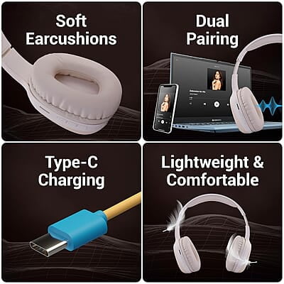 ZEBRONICS Thunder PRO Over Ear Wireless Headphone with Dual Pairing, Gaming Mode, ENC, Bluetooth, Call Function, Aux, Micro SD, Voice Assistant, Deep Bass, Up to 60h Backup