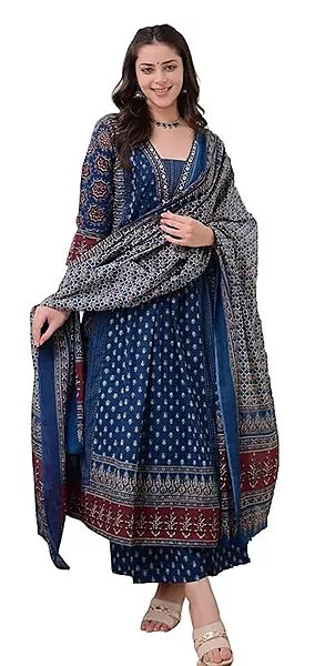 Anarkali Kurta and Pant with Dupatta Set
