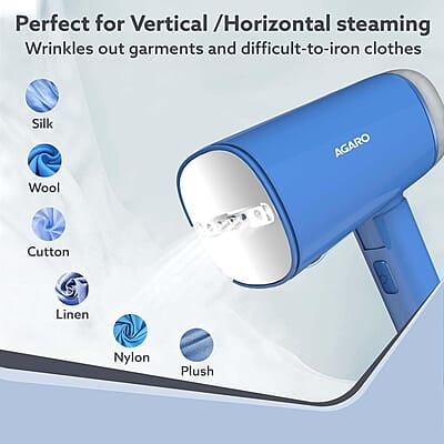 AGARO Elegant Handheld Garment Steamer 1200W, 170 ML Water Tank