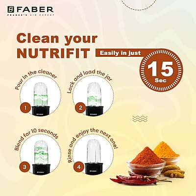Faber Sportz Blender FSB 2-in-1 Nutrifit Nero 400W 2 PC Jar 500ML & 300ML