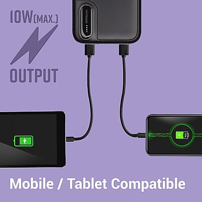 ZEBRONICS MB20000R2 Power Bank, 20000 mAh, 10W Output, Dual USB Output, Type C & Micro USB Input, Built in Protections, LED Indicator