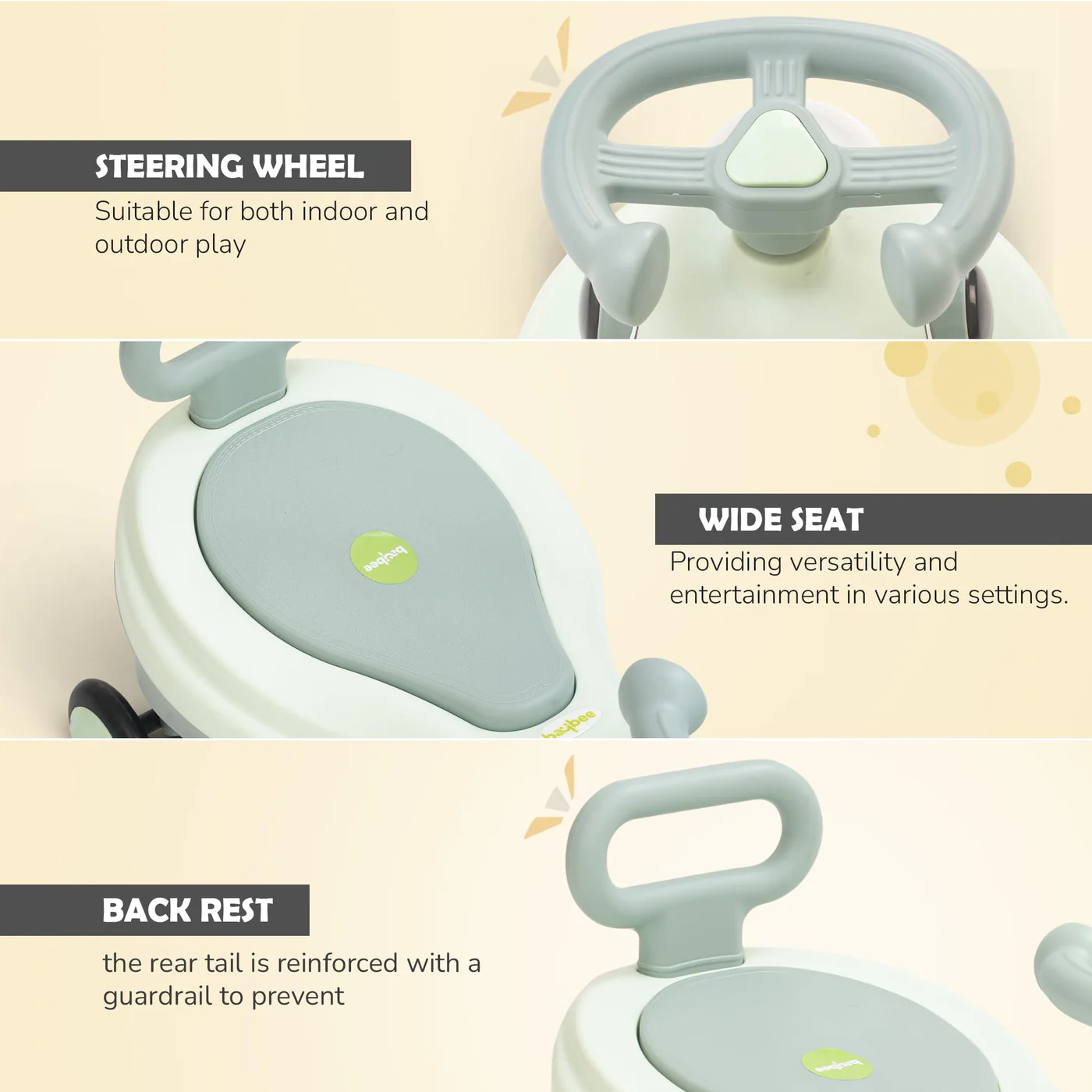 Baybee Astro Baby Swing Car for Kids-Light Blue