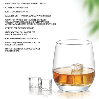 Treo by Milton Sphero On The Rocks Glass Tumbler,6 pc Set, 350 ml Each,Transparent