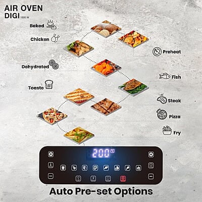 Havells Air Fryer Air Oven Digi 9 Pre-Set Menu 1500 Watt 2 Grill Rack Havells Air Fryer Air Oven Digi 9 Pre-Set Menu 1500 Watt 2 Grill Rack