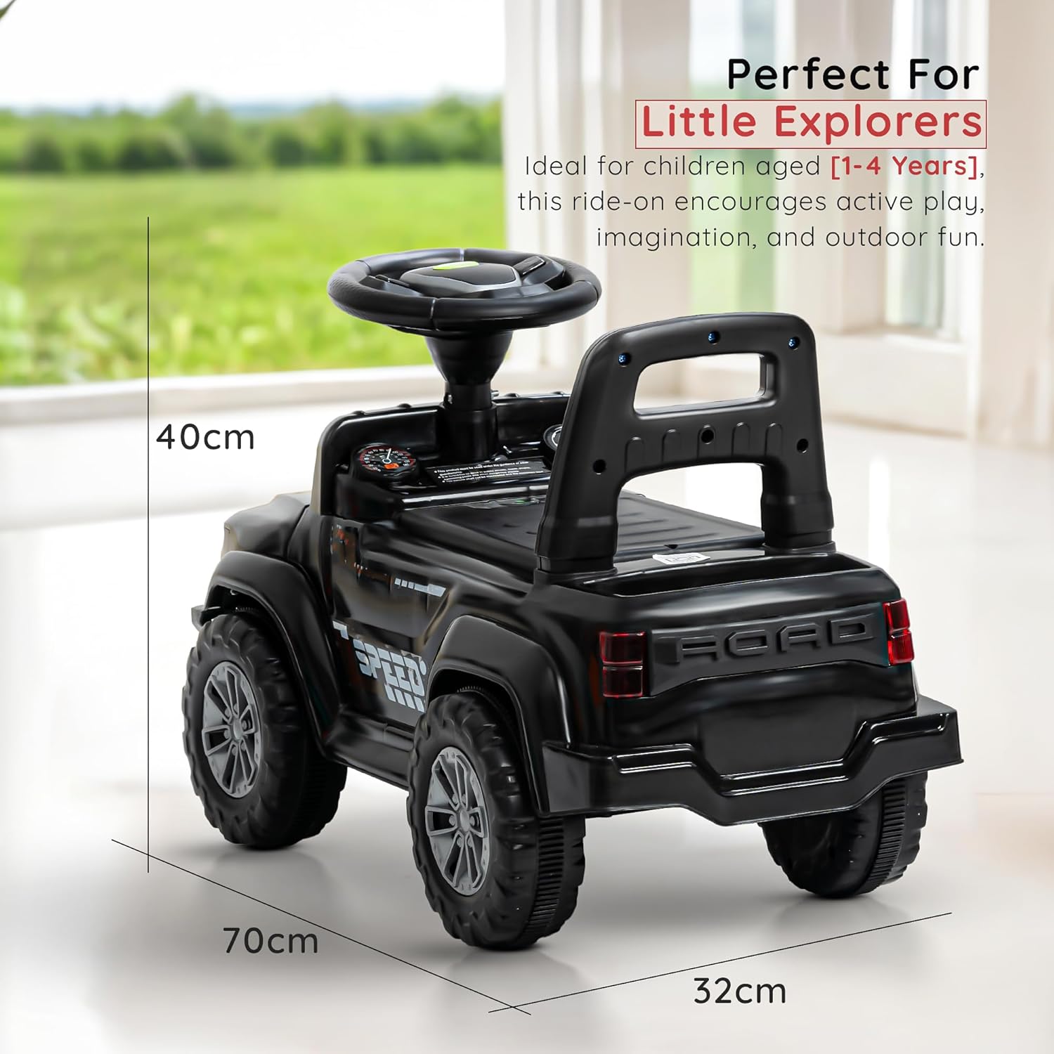 Baybee Push Ride on Baby Jeep for Kids Toys with LED Light & Storage Bin-Black Baybee Push Ride on Baby Jeep for Kids Toys with LED Light & Storage Bin-Black