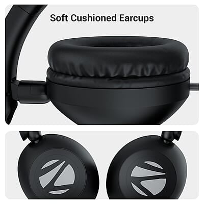 Zebronics BOOM Wired Headphone, Over Ear, in-Line MIC, Foldable, 1.5 meter Cable, for 3.5mm (Mobile | Tablet | Laptop | MAC), Soft Cushion, 40mm Drivers