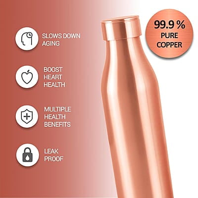 MILTON Copper Charge 750 Water Bottle, 770 ml Lacquer Coating, Curved bottle