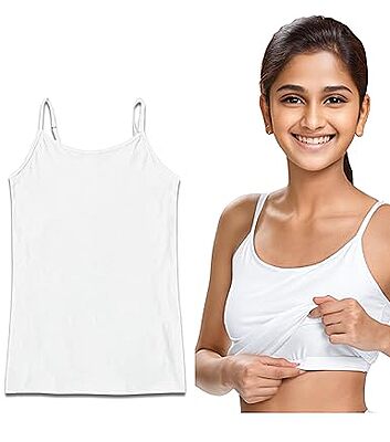 Padded Tank Top For Teens | Flat Padding Covers Nipple Buds | Perfect To Wear Under School Uniform