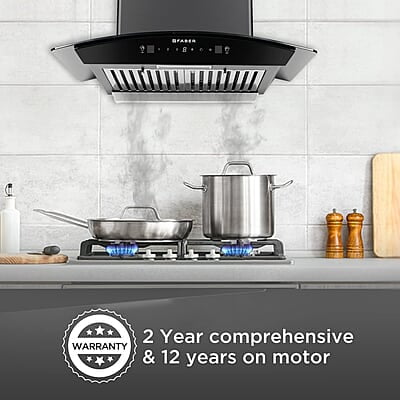 Faber 75 cm 1500 m³/hr Autoclean Curved Shape Kitchen Chimney HOOD PRIMUS PLUS ENERGY IN HCSC BK 75 with SS Baffle Filter