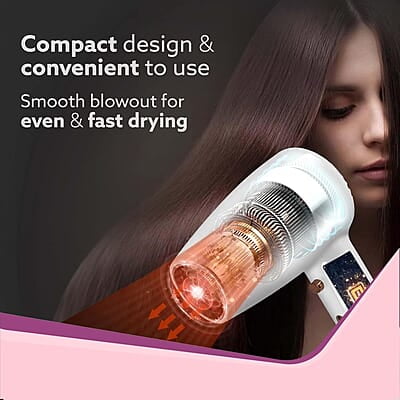 AGARO HD1417 Wall Mounted Hair Dryer 1400W, Electric Wall Mount Hair Dryer