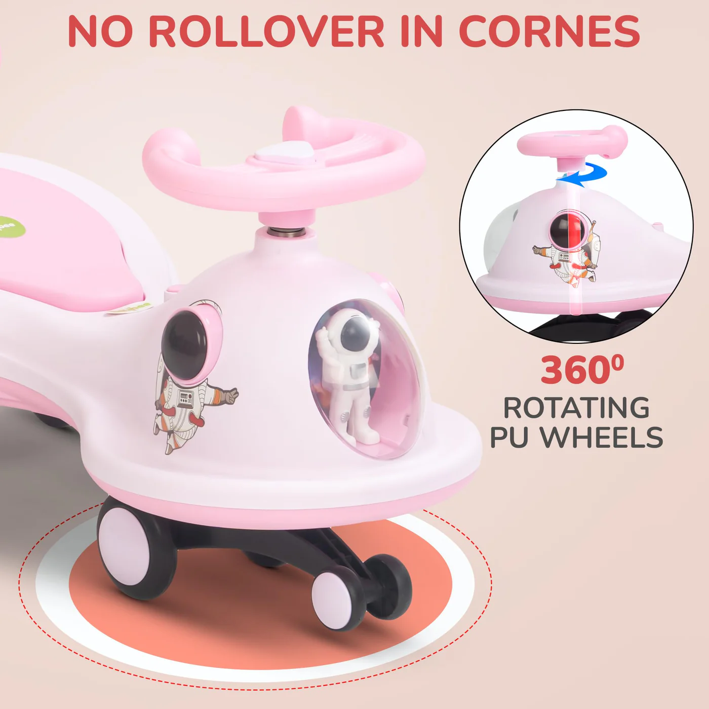 Baybee Astro Baby Swing Car for Kids-Dark Pink
