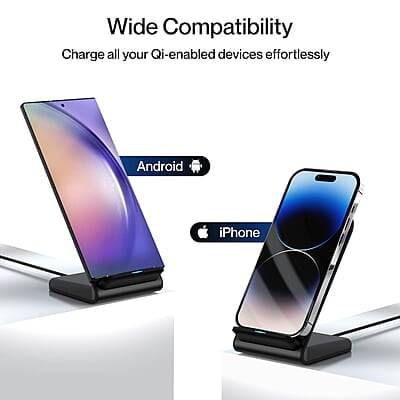Ambrane 15W Wireless Charging Stand for iPhone 14/13/12 Series, Galaxy S23/S22/S21/S20/Note20 Series, OnePlus 9/9 Pro, Apple Watch & Other Qi Devices Powerpod Ambrane 15W Wireless Charging Stand for iPhone 14/13/12 Series, Galaxy S23/S22/S21/S20/Note20 Series, OnePlus 9/9 Pro, Apple Watch & Other Qi Devices Powerpod