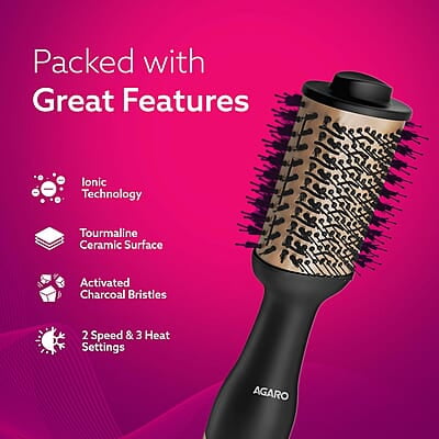 AGARO HV2179 1200 Watts Professional Volumizer Hair Dryer, 24K Gold Styling Surface