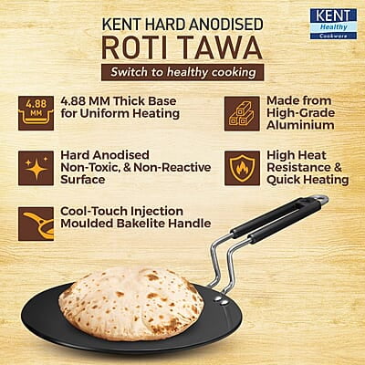 KENT Hard Anodised Roti Tawa 28 CM 88 mm Thick Base