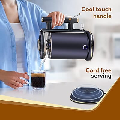 AGARO Regal Electric Kettle With Keep Warm Function, Stainless Steel & Glass Body 1355 Watts, 1.5 liter