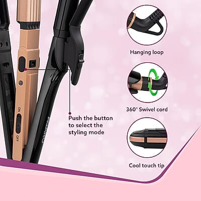 AGARO 4 in1 hair Straightener,Wavy Hair, Crimper, Curler, Hair Styler, Keratin Infused Ceramic Coated Plate