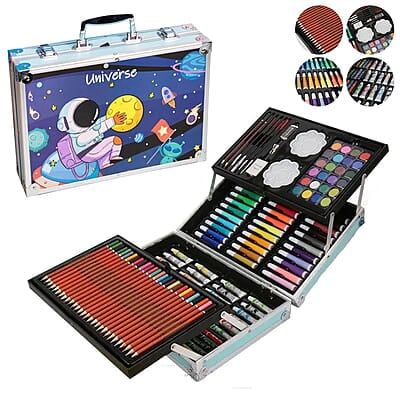 Space Art & Craft Painting Box, Big Coloring Suitcase Multiple 145 Color Kit, Professional Drawing Water Color Pencils, Oil Pastel, Sketches & Acrylic Paint Brush Birthday Gift for Boys Space Art & Craft Painting Box, Big Coloring Suitcase Multiple 145 Color Kit, Professional Drawing Water Color Pencils, Oil Pastel, Sketches & Acrylic Paint Brush Birthday Gift for Boys