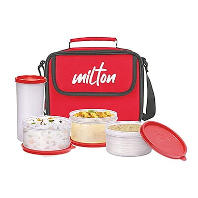 MILTON New Meal Combi Lunch Box, 3 Containers, 280 ml Each and 1 Tumbler, 400 ml