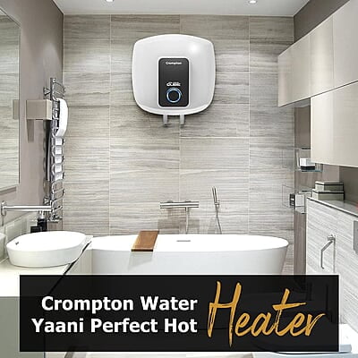 Crompton Solarium Qube 25-L 5 Star Rated Storage Water Heater (Geyser) with Free Installation and Connection Pipes (White and Black)