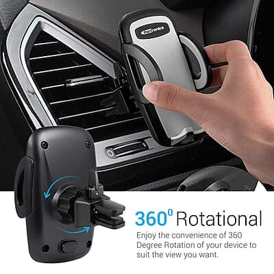 Portronics CLAMP X Car-Vent Mobile Holder 360 Degree Rotational, Strong Lock Mechanism