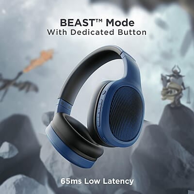 boAt Rockerz 460 Wireless Over Ear Headphones w/Up to 30hrs Playtime, 40mm Drivers, BEAST™ Mode, ENx™, Dual Pairing, BT v5.2, Instant Voice Assistant, Adaptive Fit