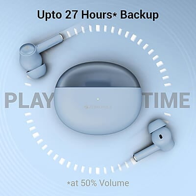 ZEBRONICS MIST in-Ear Wireless Earbuds, with up-to 27 Hours Backup, Environmental Noise Cancellation (ENC), Gaming Mode, Touch Control, Voice Assistant Support, Splash Proof Design