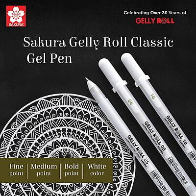SAKURA GELLYROLL WHITE GEL INK ROLLERBALL PEN SAKURA GELLYROLL WHITE GEL INK ROLLERBALL PEN