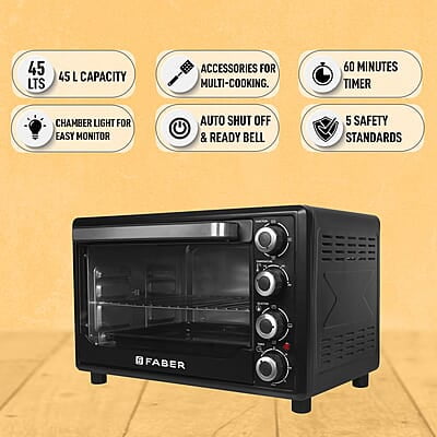 Faber FOTG BK 45 Liter (OVEN TOASTER GRILLER FOTG 45L,) Black, Medium