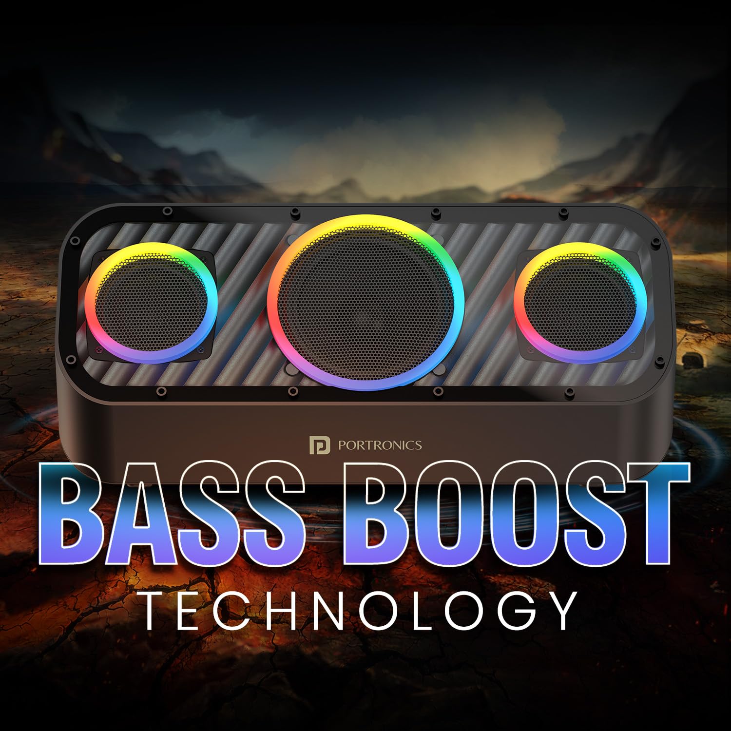 Portronics Microblast 60W Portable Party Speaker, Bass Boost, RGB Lights, 2.1 Channel, Bluetooth 5.3, USB, AUX, SD Card, Fast Charging Portronics Microblast 60W Portable Party Speaker, Bass Boost, RGB Lights, 2.1 Channel, Bluetooth 5.3, USB, AUX, SD Card, Fast Charging
