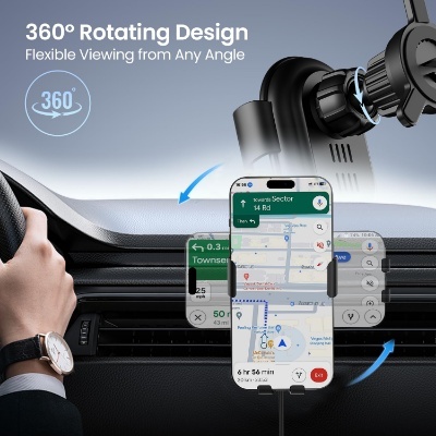 Portronics Charge Clamp 4 Wireless Car Charger with 15 Watts Fast Charging, AC Vent Mount, 360° Rotation, Strong Grip, Free Type-C Cable, Qi Charger for iPhone & Android Smartphones(Black) Portronics Charge Clamp 4 Wireless Car Charger with 15 Watts Fast Charging, AC Vent Mount, 360° Rotation, Strong Grip, Free Type-C Cable, Qi Charger for iPhone & Android Smartphones(Black)