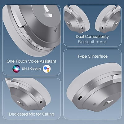 boAt Nirvana 751 ANC w/Hybrid Active Noise Cancelling, Up to 65 Hours Playtime, ASAP Charge, Ambient Sound Mode, Immersive Sound, Carry Pouch Bluetooth Wireless Over Ear Headphones