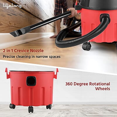 Lifelong 10 litre Vacuum Cleaner for Home - 1000 W, Wet & Dry Floor Cleaner