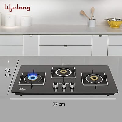 Lifelong LLHT913 Sigma Auto Ignition Counter-Top Hob Top High Efficiency 3 Burner Sleek Design