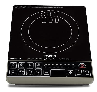 Havells Insta Cook St-N Energy Efficent Induction (Black), 2000 Watt, With 9 Cooking Option, Digital Led Dispay Havells Insta Cook St-N Energy Efficent Induction (Black), 2000 Watt, With 9 Cooking Option, Digital Led Dispay