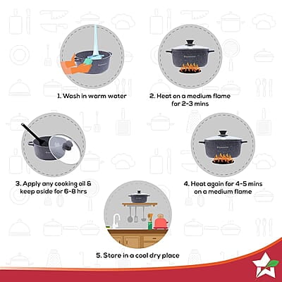 Wonderchef Granite Die-Cast Non-Stick 6-Piece Casserole Set with Lids Blue Wonderchef Granite Die-Cast Non-Stick 6-Piece Casserole Set with Lids Blue