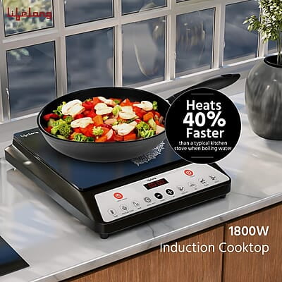 Lifelong 1800 Watt Induction Stove With Surge Protection, Electric Induction, 7 Preset Indian Menu Options
