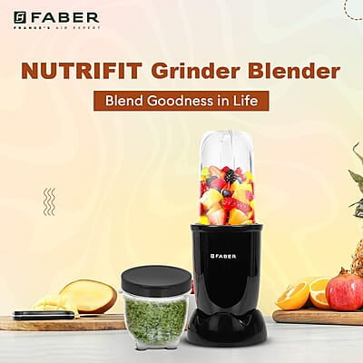 Faber Sportz Blender FSB 2-in-1 Nutrifit Nero 400W 2 PC Jar 500ML & 300ML