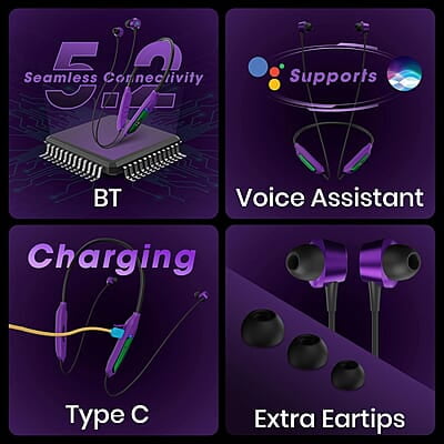 ZEBRONICS DC JOKER edition YOGA N3 with 46 Hours backup, Bluetooth v5.2 Wireless Neckband, ENC Calling, Gaming mode (Upto 50ms), Voice assistant, Dual pairing, Splash proof and Type C