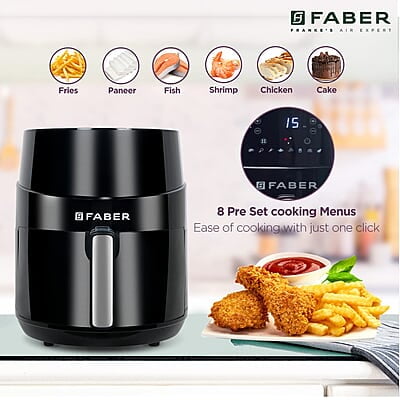 Faber 4.5L 1500W Air Fryer Fry, Bake, Roast, Toast, Defrost, Grill & Reheat 8-Preset Menu