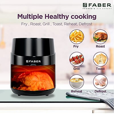 Faber 4.5L 1500W Air Fryer Fry, Bake, Roast, Toast, Defrost, Grill & Reheat 8-Preset Menu