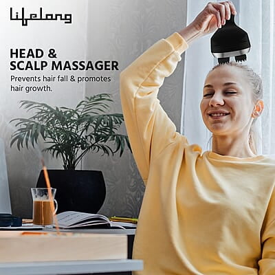 Lifelong LLM225 Rechargeable Head, Scalp Full Body Pain Relief Massager, Electric Head Kneading Massager,4 Speed Modes