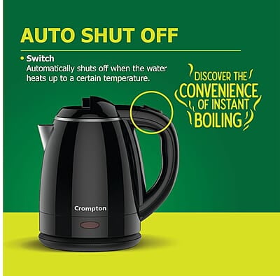 Crompton Activ Hot 1.5 litres Cool Touch Electric Kettle (Black), 1500 Watts