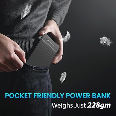 Portronics Luxcell B 10K 10000 mAh 22.5W Fast Charging Power Bank, Ultra Slim Power Bank with Mach USB-A Output, Type C PD Output, Type C Input, Wake Up Button Portronics Luxcell B 10K 10000 mAh 22.5W Fast Charging Power Bank, Ultra Slim Power Bank with Mach USB-A Output, Type C PD Output, Type C Input, Wake Up Button