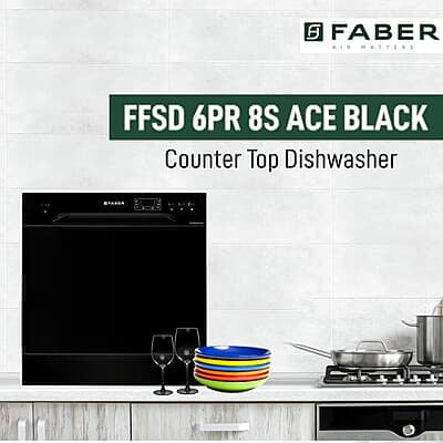 Faber table top 8 Place Setting Dishwasher (FFSD 6PR 8S Ace Black)
